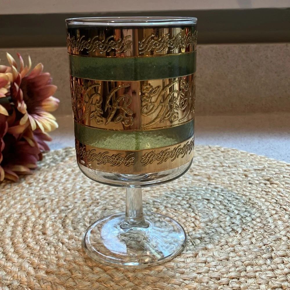 Vintage Culver Starlyte Green Wine/Water Glass Goblet